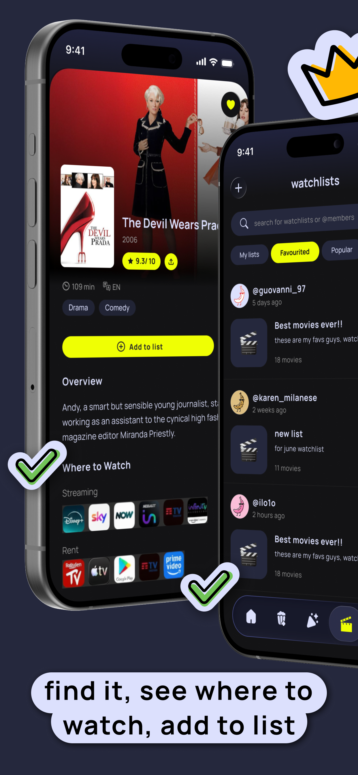 CineBond watchlist and streaming